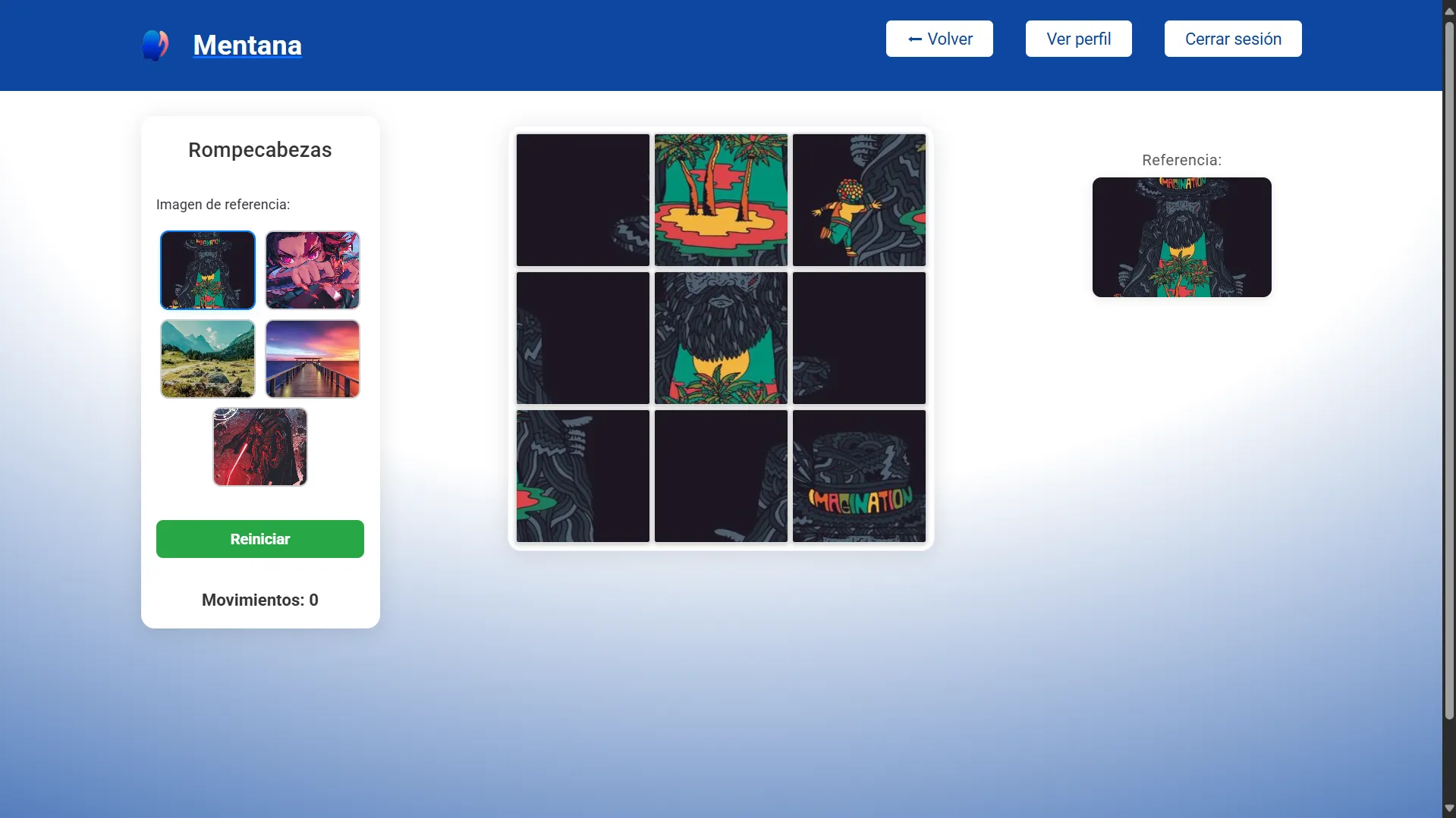 Screenshot of the puzzle mini-game for seniors